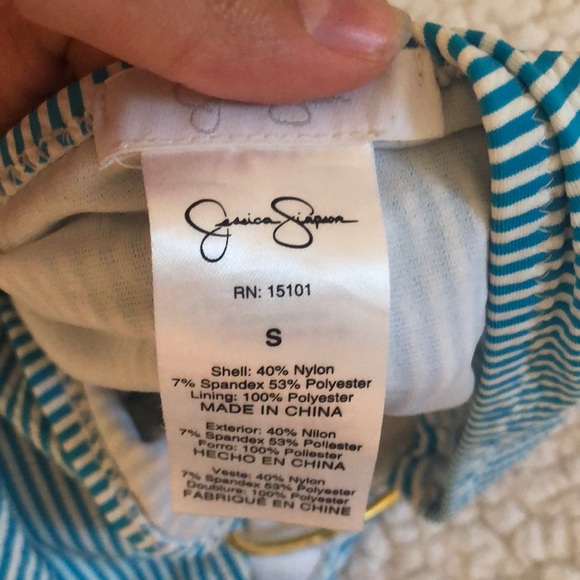 White/Blue Stripe Bikini Set SMALL both - Picture 4 of 4